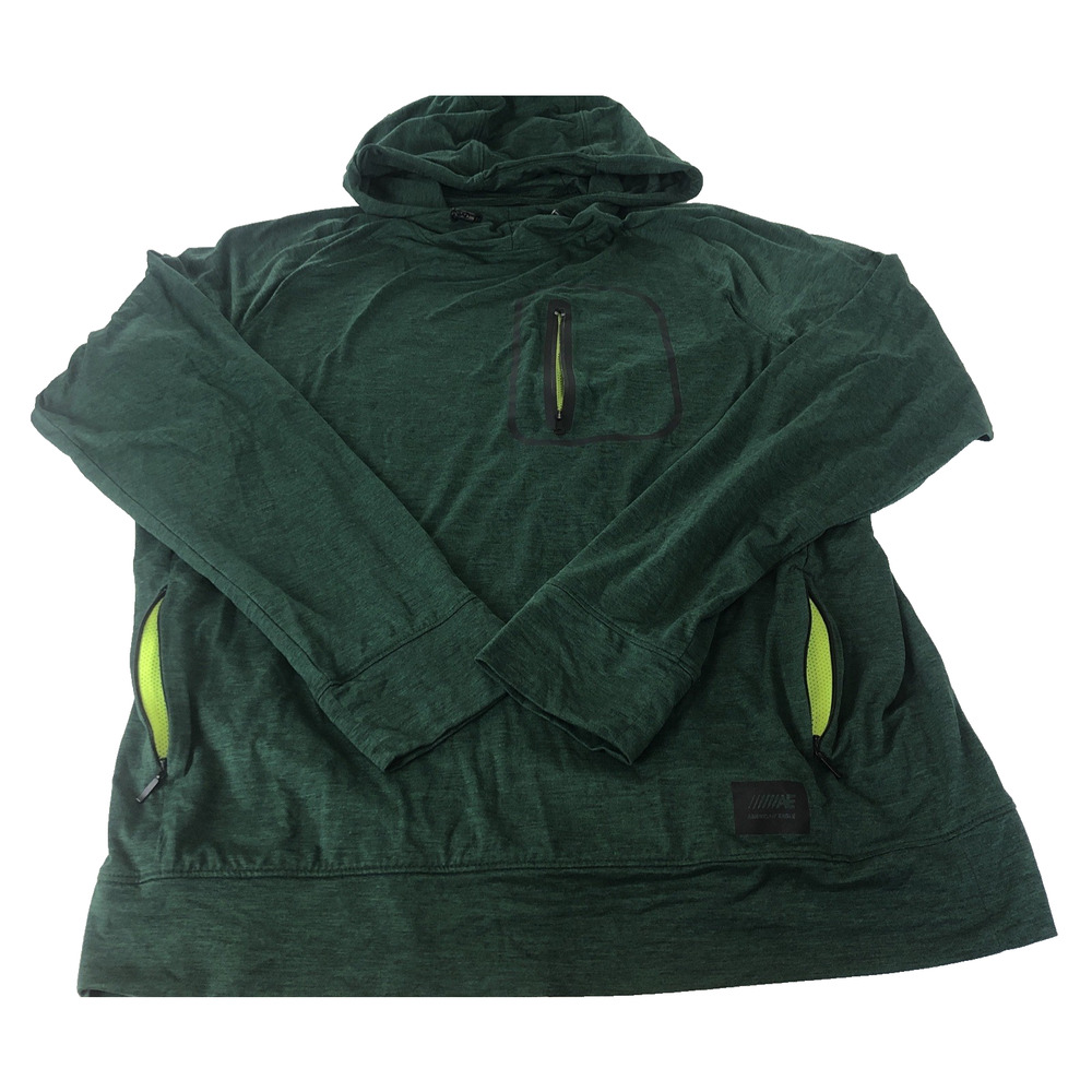 Amercian Eagle Outfitters Men's Flex Hoodie Large Green Pullover Kangaroo Pocket